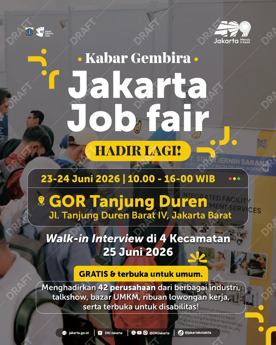 Job Fair Kabupaten Cilacap 2026 (Suku Dinas TKTE Wilayah Kabupaten Cilacap Barat) : 23-24 Juni 2026